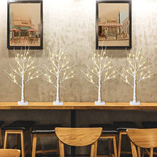 Load image into Gallery viewer, DELICHTER 4er Set Lichterbaum Lichterzweige für Innen 24 Warmweiß LEDs Bäumchen Birken Dekozweige Batteriebetrieb Weihnachtsdeko für Zuhause Party Geburtstag Hochzeit Innendekoration (60cm/2ft)
