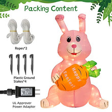 Load image into Gallery viewer, PEIDUO Easter Decorations, Inflatable Easter Bunny with LED Lights, Easter Inflatables Outdoor Decorations with Sandbag and Stakes, Easter Blow up Yard Decorations for Holiday Garden Lawn Party (4FT)