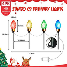 Load image into Gallery viewer, EAMBRITE Christmas Bulb Pathway Lights with 40 LED, Jumbo C9 Pathway Makers Stake Lights, Christmas Stake Lights for Outdoor Patio Yards Driveway Decorations