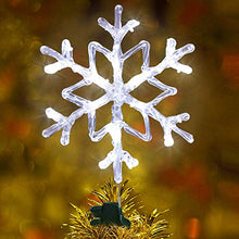 Load image into Gallery viewer, EAMBRITE 9.5” Frozen Crystal Twinkle Snowflake Christmas Tree Topper Bright Cool White Led Treetop Light for Home Party Holiday Winter Xmas Decorations