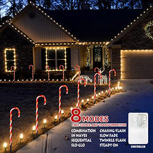 Load image into Gallery viewer, PEIDUO Candy Cane Lights 17.25” Set of 8 Path Light Replacement Stakes with 64 Warm White Lights and 8 Modes for Christmas Outdoor Decorations Yard and Xmas Pathway Lawn Driveway Decor