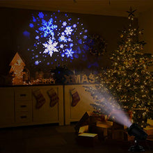 Load image into Gallery viewer, EAMBRITE Christmas Projector Lights LED White/Blue Rotating Snowflake Snowstorm Projector Light with Snowfall for Birthday Wedding Theme Party Garden Home Winter Outdoor Indoor Decor