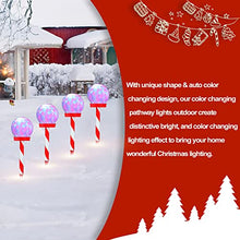 Load image into Gallery viewer, Vanthylit Christmas Decorations, 4PK RGB Shimmering Ball with Candy Cane Pathway Markers Decorative Lights Outdoor Stake Light Decoration