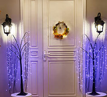 Load image into Gallery viewer, EAMBRITE 4FT Halloween Tree Black Halloween Willow Tree with Orange and Purple Lights Halloween Indoor Decorations for Home Party Festive Decor