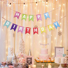 Load image into Gallery viewer, EAMBRITE Rainbow Happy Birthday Banner, 12.9FT Lovely Birthday Decor, Colorful Bunting Banner for Home Fireplace Garland Birthday Party Decorations