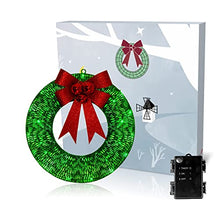 Load image into Gallery viewer, EAMBRITE Light up Christmas Wreath Decorations with 40 Green LEDs Battery Powered Front Door Wreath with Red Bow and Berries Hanging Garland for St Patrick's Day Winter Wall Decor 47cm – Large, Green