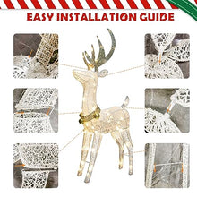 Load image into Gallery viewer, PEIDUO Garden Decor Lighted Reindeer with 70 Warm White Light, Patio Decor Light up Deer Decorations for Home Lawn Yard Garden Indoor Outdoor Decor Adapter Plug in