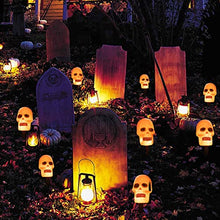 Load image into Gallery viewer, PEIDUO 4PK Halloween Yard Stakes with 20LT Warm White Lights, Skeleton Skull Pathway Lights for Outdoor Driveway Walkway Garden Lawn Decor, Sidewalk Decorations