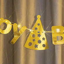 Load image into Gallery viewer, EAMBRITE Gold Happy Birthday Banners Birthday Buntings with 16ft / 50 LEDs Fairy Lights Birthday Decorations Kit Party Supplies for Birthday Party Décor
