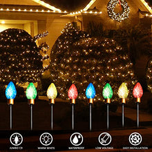 Load image into Gallery viewer, EAMBRITE Christmas Bulb Pathway Lights with 40 LED, Jumbo C9 Pathway Makers Stake Lights, Christmas Stake Lights for Outdoor Patio Yards Driveway Decorations