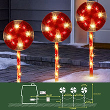 Load image into Gallery viewer, EAMBRITE 3PK Christmas Pathway Markers, 23” 48LT Lollipops Peppermint Pathway Lights, Candy Cane Lights with 8 Modes for Christmas Outdoor Decorations