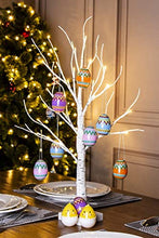Load image into Gallery viewer, EAMBRITE Weißer Oster Baum mit bunten Eiern, Batterie betriebener Zweigbaum mit Lichtern, Oster Geschenke für Kinder (60 cm/24 LEDs)