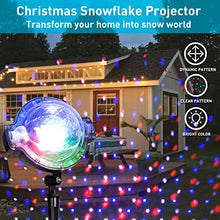 Load image into Gallery viewer, EAMBRITE Multi Activated Party Lights with Remote and Base for Show Club Pub Disco Multi Function Rotating Falling Snow Projector for Xmas Moving Points Landscape Lights for Home Yard Garden
