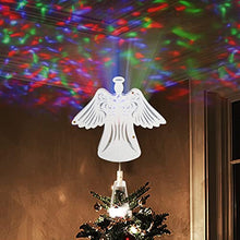 Load image into Gallery viewer, EAMBRITE Christmas Tree Topper Silver Angel Tree Topper Projector with Multi-colour Ripple Effect Plug in for Indoor Outdoor Christmas Tree Decoration