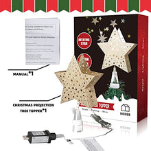 Load image into Gallery viewer, EAMBRITE Christmas Tree Topper, Star Tree Topper with Rotating Star Projector Lights, 3D Hollow Gold Tree Topper for Christmas Tree Decorations