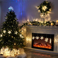 Load image into Gallery viewer, EAMBRITE Stars Window Curtain Lights 80 Warm White LED 8-Stars Curtain String Lights Twinkle String Lights for Home Patio Wedding Backdrop Christmas Decorations