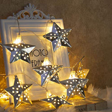 Load image into Gallery viewer, EAMBRITE Metal Star String Lights 10 LED Warm White Fairy Lights Battery Operated Indoor Decoration for Easter Birthday Wedding Window Desk Mantelpiece Party Kids' Room Bedroom