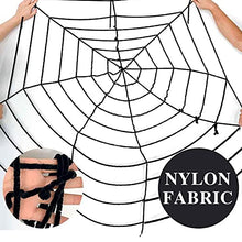 Load image into Gallery viewer, PABIPABI Halloween Giant Spider Web Decoration-9FT Round Fake Spider Elastic Belt Props for Indoor and Outdoor Halloween Decor Party Decoration (Black)