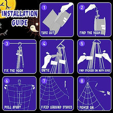 Load image into Gallery viewer, Vanthylit Halloween Decorations, Giant Spider Web Lights with 135 LED Purple Lights Black Spider Web for Outdoor Halloween Decorations Party Yard Haunted Mansion Decor