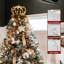 Load image into Gallery viewer, EAMBRITE Chritsmas Tree Topper, 60LT Jeweled Crown Tree Topper with 8 Modes Control Diamonds Treetop for Christmas Tree Decorations