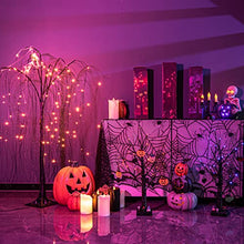 Load image into Gallery viewer, Vanthylit Halloween Decorations Black Halloween Tree Glittered with Orange Lights and Hanging Pumpkins, Halloween Table Decorations Lights for Halloween Decorations Indoor (2FT, Timer)