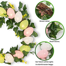 Load image into Gallery viewer, Vanthylit Easter Wreath with Lights 30cm Easter Egg Wreath for Front Door Battery Operated Spring Wreath with Rattan Twigs Ivy Vines for Window Wall Home Party Easter Decoration