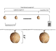 Load image into Gallery viewer, Eambrite Rattan Ball Fairy Lights 10 Warm White LEDs Battery Operated Lantern String Lights Battery Operated Indoor Fairy Lights - 1.65m - Clear Cable