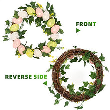 Load image into Gallery viewer, Vanthylit Easter Wreath with Lights 30cm Easter Egg Wreath for Front Door Battery Operated Spring Wreath with Rattan Twigs Ivy Vines for Window Wall Home Party Easter Decoration