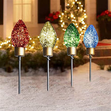 Load image into Gallery viewer, Vanthylit Outdoor Christmas Decoration 4PK Multi-Colour C-Bulb Pathway Lights with 40 LEDs Mains Powered Stake Lights for Patio Yards Driveways Pathways (2ft)