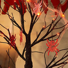 Load image into Gallery viewer, Vanthylit Halloween Spooky Tree Glittered with 24LED Red Lights Black Halloween Tree and Metal Spider Accessories Battery Powered for Halloween Decorations Indoor