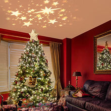 Load image into Gallery viewer, Vanthylit Gold Star Christmas Tree Topper with Built-in Rotating Warm White Star Projector for Christmas Tree Decorations