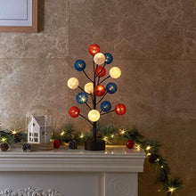 Load image into Gallery viewer, EAMBRITE Pre-Lit Easter Ornaments Tree 18in 15LT Fabric Ball Tabletop Tree Decorative Xmas Home Wedding Party Birthday(Red/Blue/White)