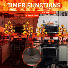 Load image into Gallery viewer, EAMBRITE Fall Tree 24 Inch Maple Tree with 24 LED Timer Battery Operated Autumn Tabletop Tree for Fall Thanksgiving Harvest Wedding Home Halloween Decorations