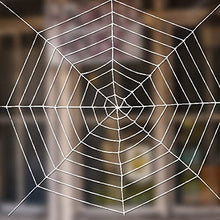 Load image into Gallery viewer, PABIPABI Halloween Giant Spider Web Decoration-9FT Round Fake Spider Elastic Belt Props for Indoor and Outdoor Halloween Decor Party Decoration (White)