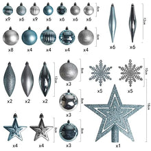 Load image into Gallery viewer, EAMBRITE Christmas Bauble Set White Silver Blue Christmas Balls with Star Tree Topper for Garland Wreath Christmas Tree Decoration