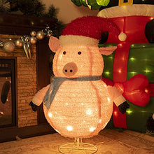 Load image into Gallery viewer, Eambrite 2.5FT Christmas Decorations Lights Collapsible Brown Bear Pink Pig Set Pop up Outdoor Xmas Decoration Gift for Kids (Set of 2)