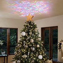 Load image into Gallery viewer, Vanthylit Gold Star Christmas Tree Topper Projector Tree Top Star with Kaleidoscope Effect Christmas Tree Decoration