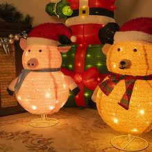 Load image into Gallery viewer, PEIDUO Light up Pink Pig and Brown Bear Suit,30 Inch Height with 100 Warm White Lights, Pre Lit Collapsible Christmas Decorations for Indoor Outdoor Holiday Yard Porch Patio Bedroom Lawn Garden Décor