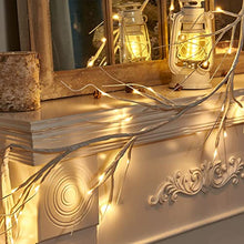Load image into Gallery viewer, DELICHTER Rein Weiße Rotang Lichterzweig mit 48 helle Warm Weiß LEDs, Strombetrieben, Lichterkette Dekor für Schlafzimmer Innen Außen Weihnachten Wand