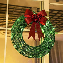 Load image into Gallery viewer, EAMBRITE Light up Christmas Wreath Decorations with 40 Green LEDs Battery Powered Front Door Wreath with Red Bow and Berries Hanging Garland for St Patrick's Day Winter Wall Decor 47cm – Large, Green