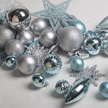 Load image into Gallery viewer, EAMBRITE Christmas Bauble Set White Silver Blue Christmas Balls with Star Tree Topper for Garland Wreath Christmas Tree Decoration