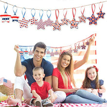 Load image into Gallery viewer, EAMBRITE 4th of July Ornaments for Tree, Red White and Blue Hanging Star Decorations, Memorial Day USA Themed Patriotic Fabric Star for Home, Fourth of July, Independence Day, Christmas Tree(24 PCS)