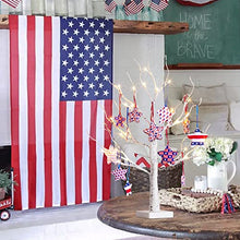 Load image into Gallery viewer, EAMBRITE 4th of July Decorations, Light up Birch Tree with 12pcs Star Hanging Ornaments, Red White and Blue Decor, Lighted Centerpieces Tabletop Battery Powered Timer for Home, Memorial Day, Party