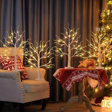 Load image into Gallery viewer, PEIDUO Set of 4 Artificial Tree for Table Decor, Battery Powered Tree Lights with Timer, Lighted Birch Tree with LED Lights for Home, Bedroom, Office, Living Room, Wedding Decor (2FT 24LT Warm White)