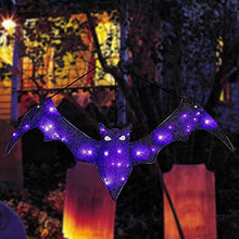 Load image into Gallery viewer, Vanthylit Halloween Decoration, Hanging Bat Glittered with 30LED Purple Lights for Indoor and Outdoor Use Spooky Bat Light for Halloween Party Patio Yard Porch Wall