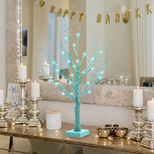 Load image into Gallery viewer, EAMBRITE Blue Easter Tree with Lights Easter Table Decorations Light up Hanukkah Tree Small Twig Tree Battery Operated with Timer for Home Party Spring Decor (2ft/60cm)