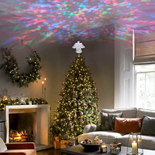 Load image into Gallery viewer, EAMBRITE Christmas Tree Topper Silver Angel Tree Topper Projector with Multi-colour Ripple Effect Plug in for Indoor Outdoor Christmas Tree Decoration