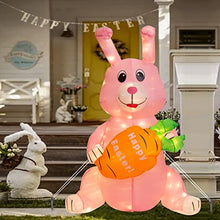 Load image into Gallery viewer, PEIDUO Easter Decorations, Inflatable Easter Bunny with LED Lights, Easter Inflatables Outdoor Decorations with Sandbag and Stakes, Easter Blow up Yard Decorations for Holiday Garden Lawn Party (4FT)