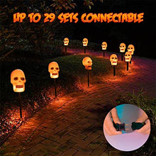 Load image into Gallery viewer, PEIDUO 4PK Halloween Yard Stakes with 20LT Warm White Lights, Skeleton Skull Pathway Lights for Outdoor Driveway Walkway Garden Lawn Decor, Sidewalk Decorations
