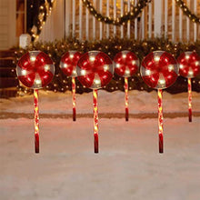 Load image into Gallery viewer, Christmas Decorations, Vanthylit 3PK Lollipops Peppermint Pathway Markers Lights with 48LT Multi-Functions Fairy Lights Christmas Lawn Candy Cane Stake Lights for Outdoor Decorations